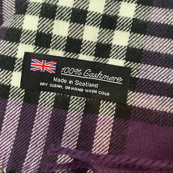 Plaid Cashmere Fringe Scarf - Picture 2 of 2